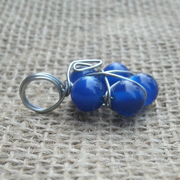 Handmade Blue Aqua Aura Beads Star Flower Pentacle Pendant - Picture 6 of 8